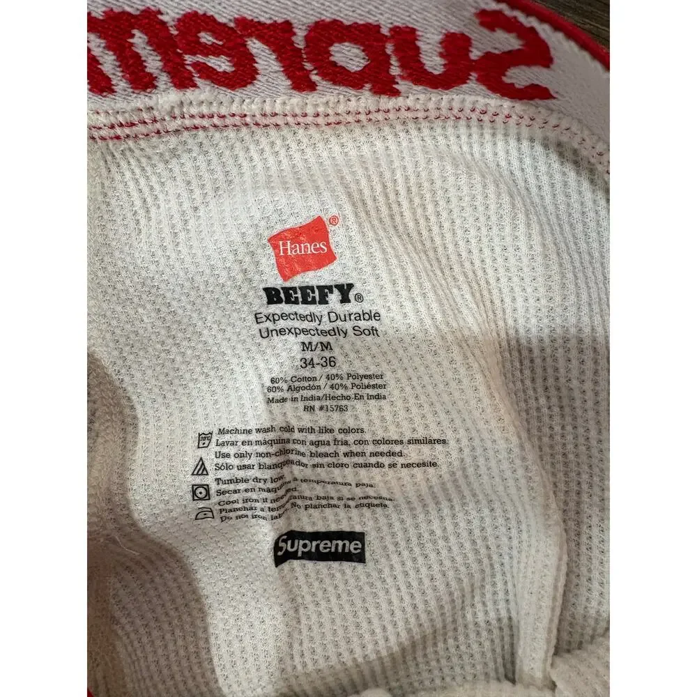 Supreme Hanes Thermal Pants Size Medium natural color